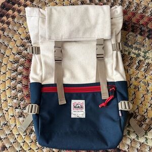 2014 Limited Edition Topo x Woolrich Rover Pack Cream Navy Red Tan Made in USA